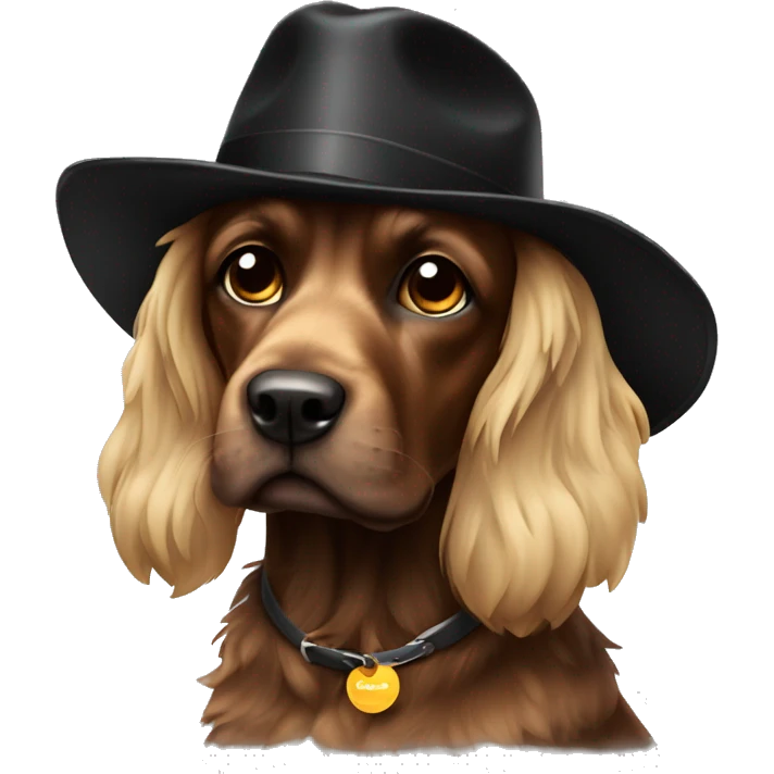 Black cockerspainel with hat emoji