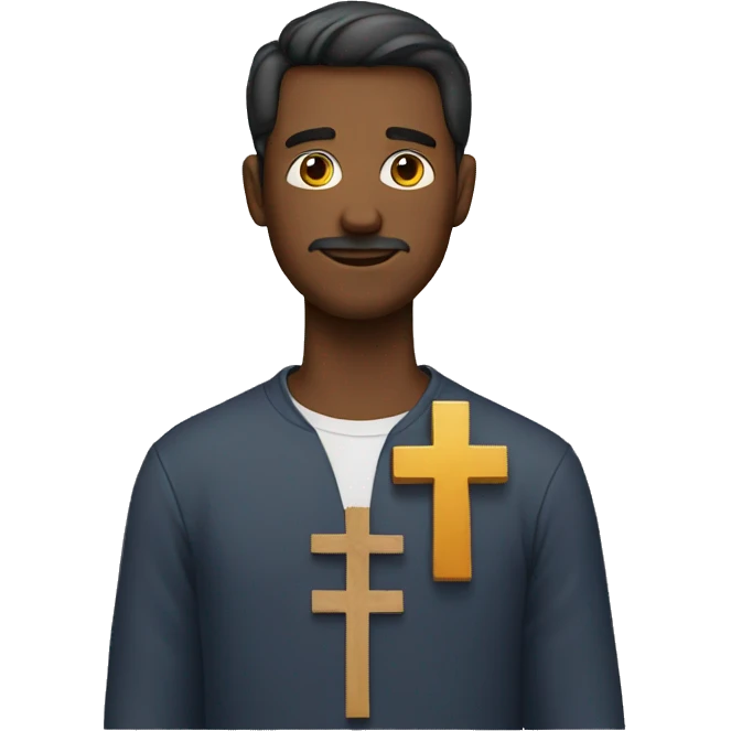 Man with a cross on his neck emoji