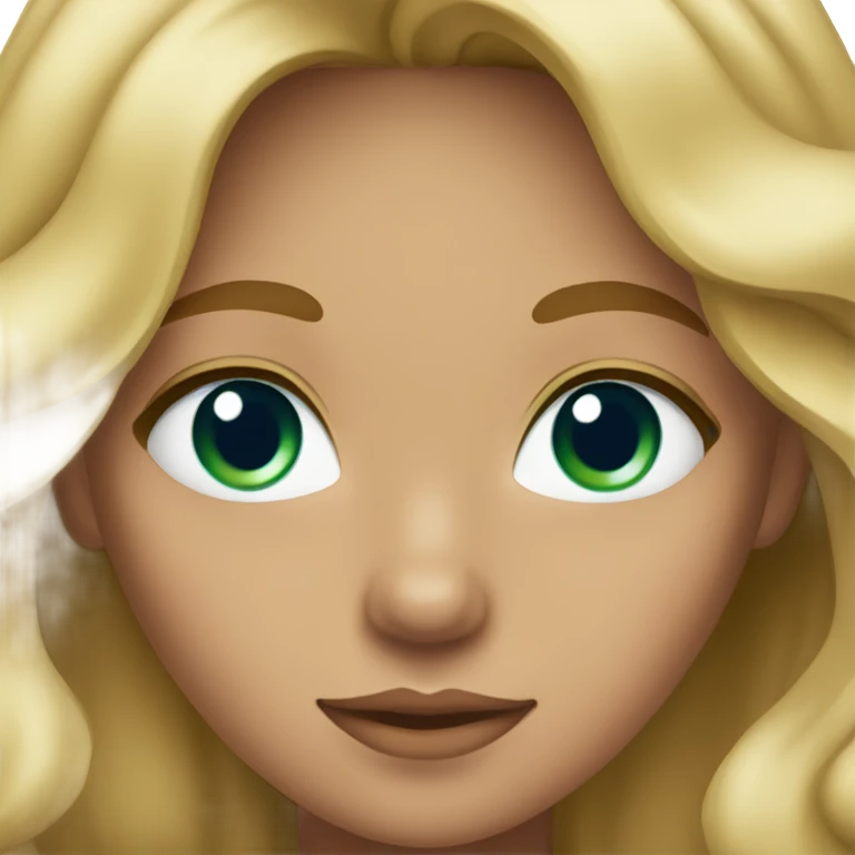 A girl with tan skin blonde wavy hair and green/blue eyes emoji