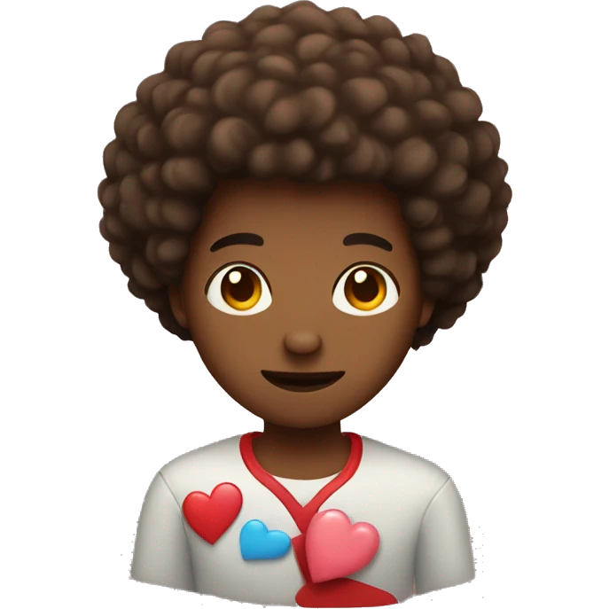 Brown skin guy with a short afro holding a heart  emoji