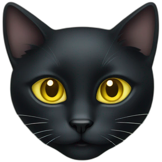 black cat face with yellow greenish eyes emoji