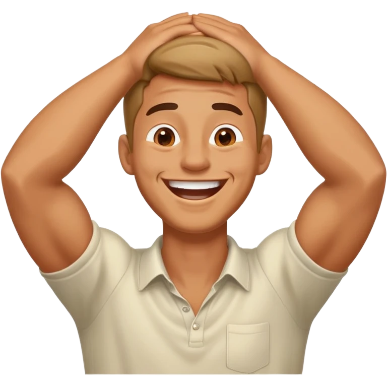 Arms holding neck laughing guy emoji