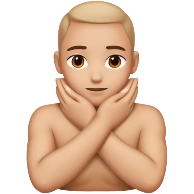 Hands crossed around neck emoji