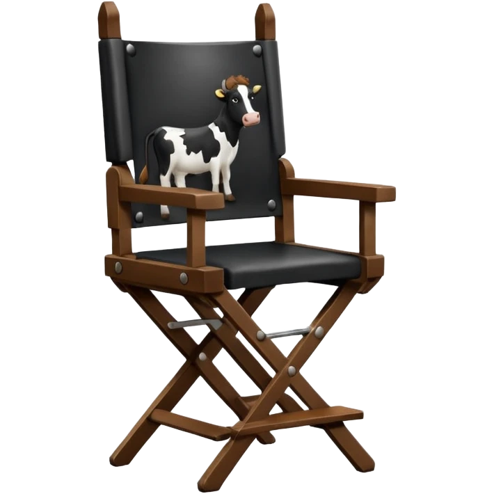 Director's chair from the back with a Friesan cow sitting in it emoji