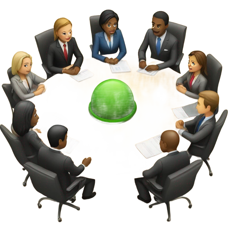 business people sitting at a round table, slight perspective  emoji