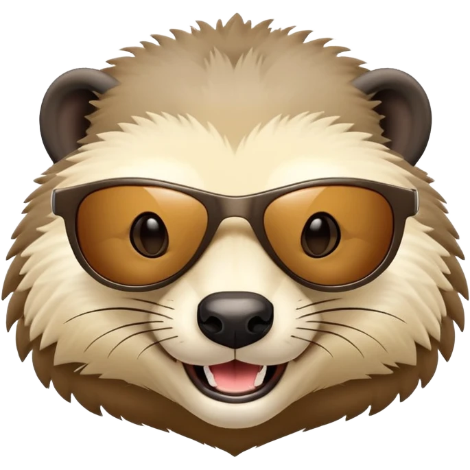 friendly anthropomorphised honey badger head wearing sunglasses emoji