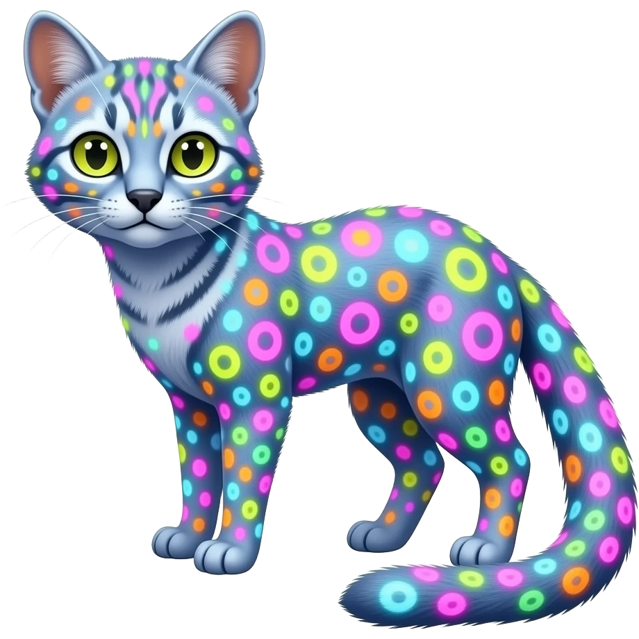 randomly neon colored randomly marked Civet-Mankeulv-Vernid-hybrid emoji