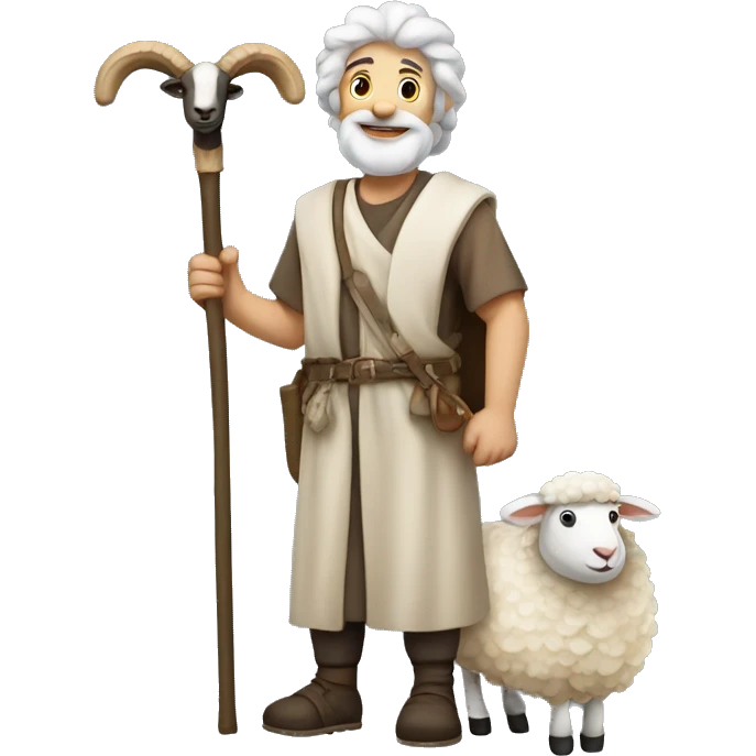 A shepherd with a staff and a sheep emoji