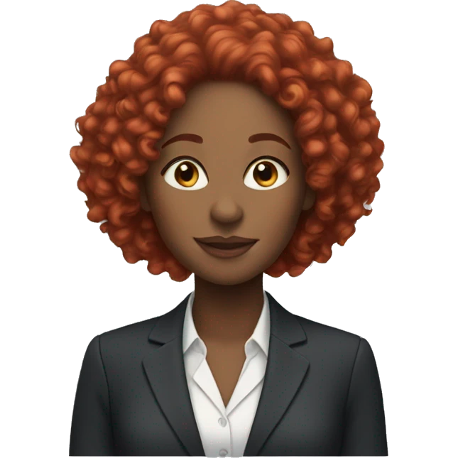 Black woman with red curly hair, long hair, wearing professional attire, and earrings emoji