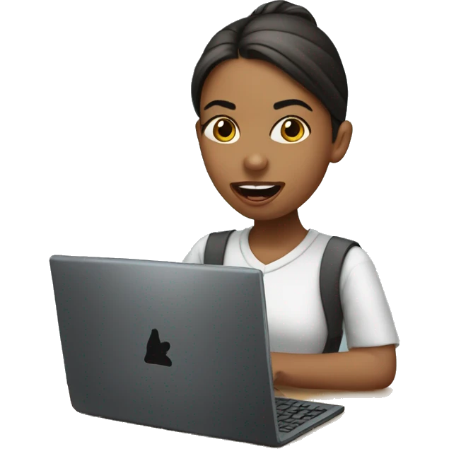 girl working on computer while sticking tounge out emoji