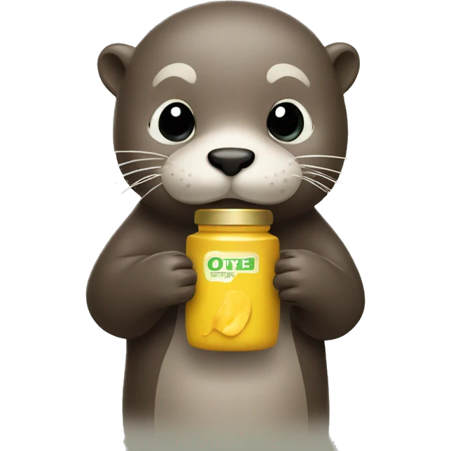 cute otter holding mustard bottle  emoji