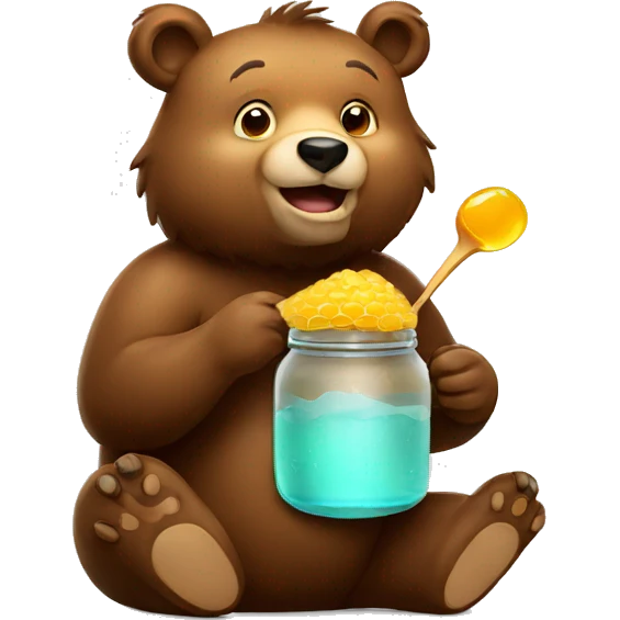 bear eats honey from jar emoji