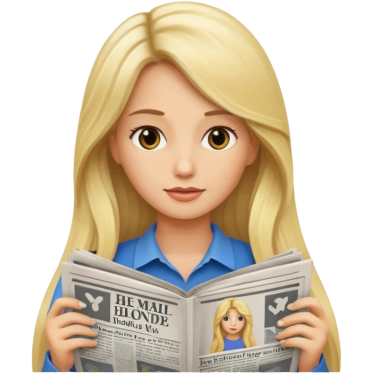 newspaper read blonde long haired woman emoji