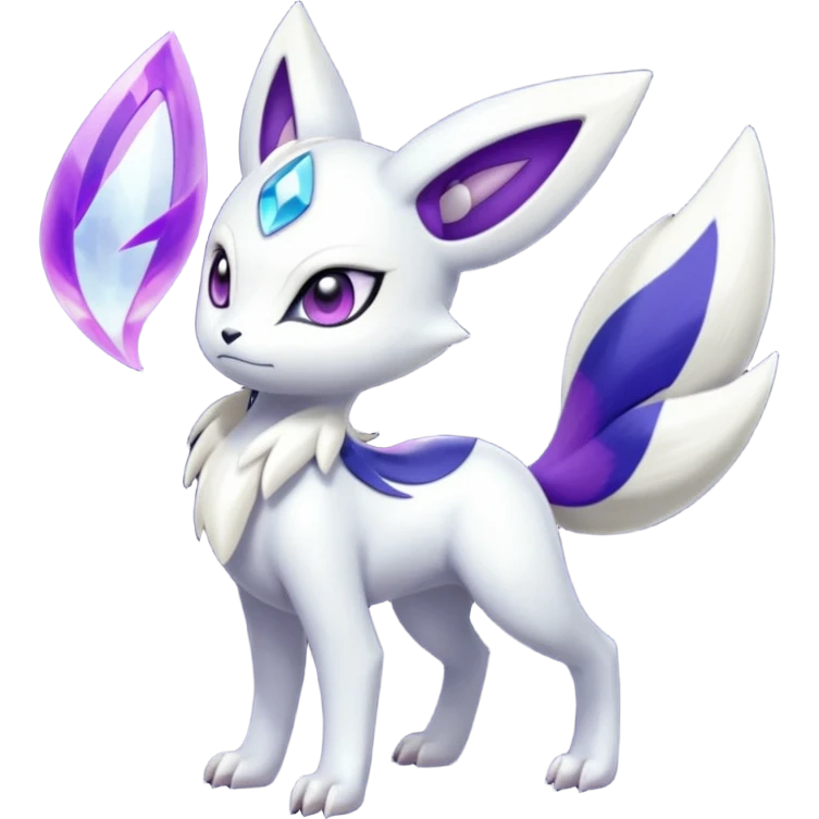 Shiny White with Violet and Indigo Meloetta-Absol-Zangoose-Pokémon-Fakémon-fusion-hybrid-creature emoji