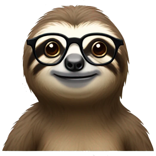 sloth with reading glasses emoji