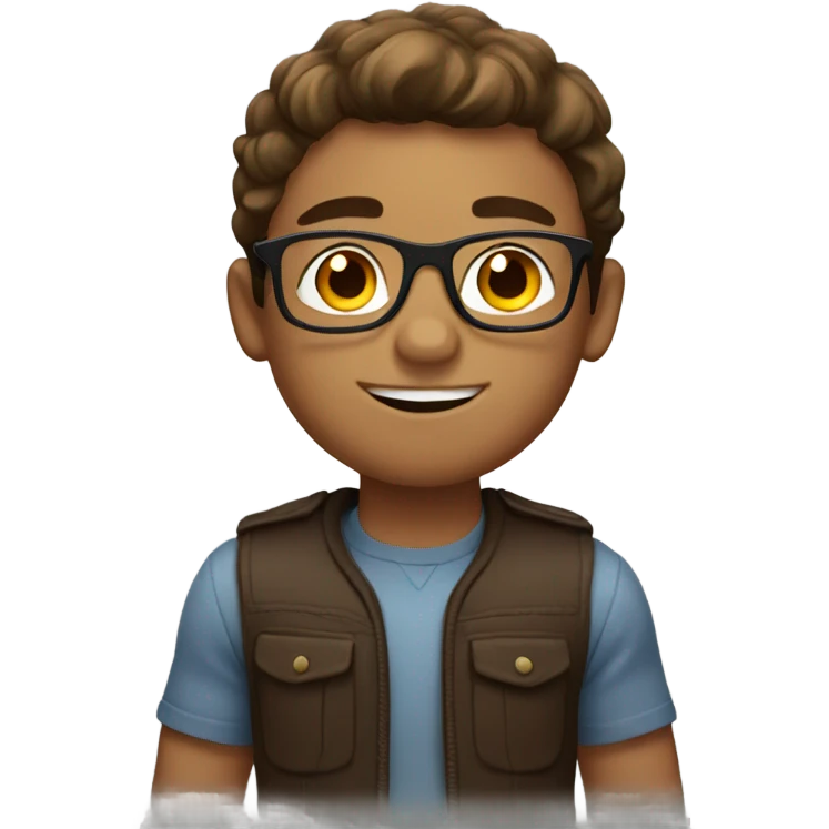 Boy with glasses, brown hair and biceps emoji