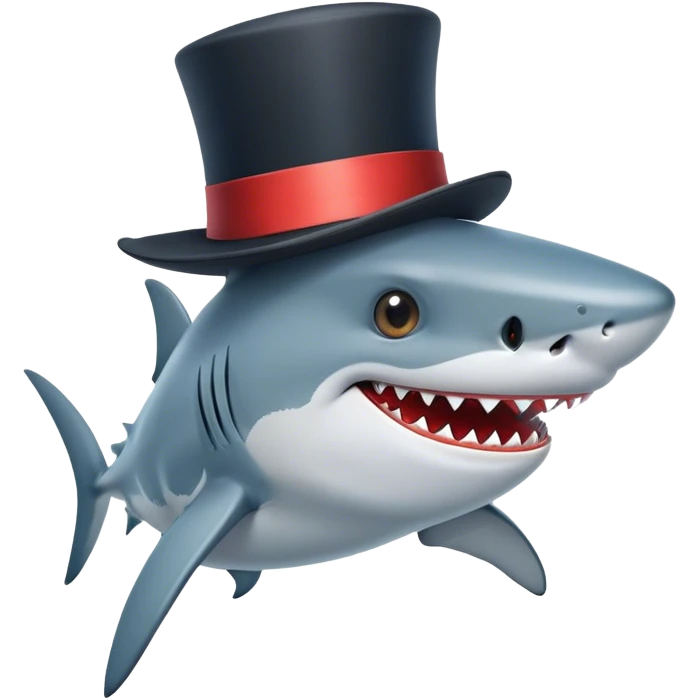 Shark with a top hat emoji