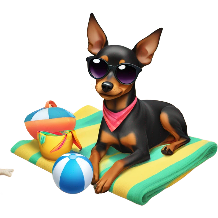 minpin dog on tropical vacation emoji