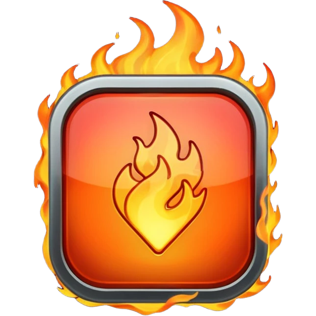video play button with flames emoji