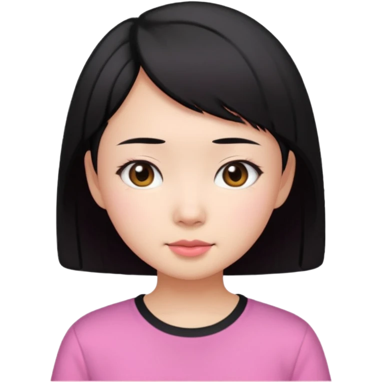 Asian girl wearing pink shirt short black hair emoji