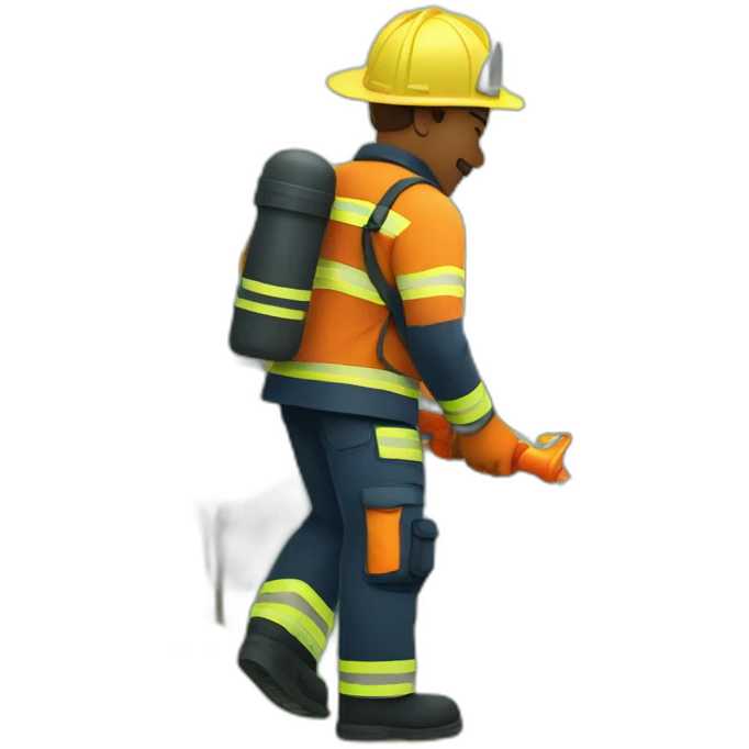 a firefighter watering plants in a garden emoji