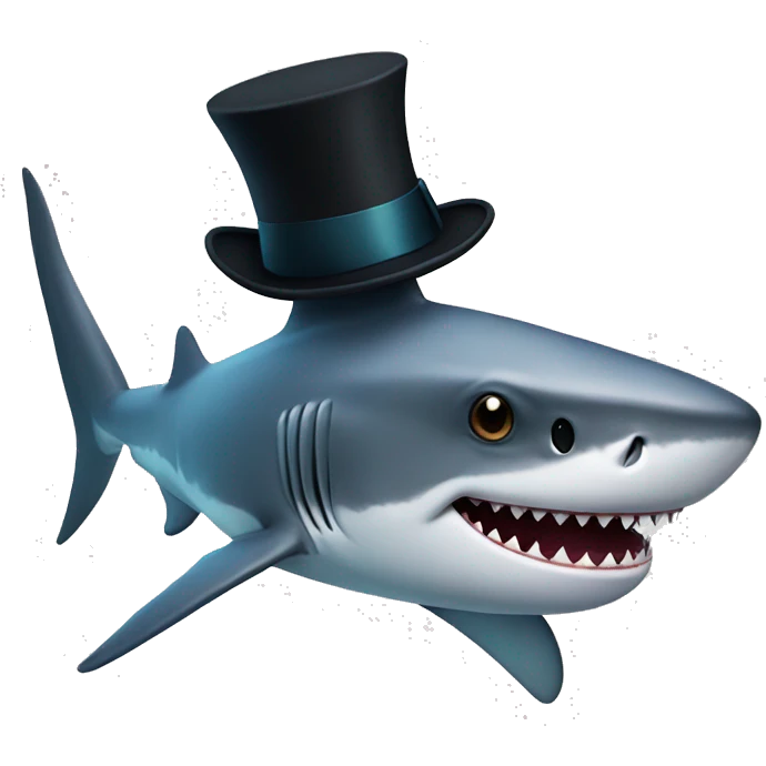 Shark with a top hat emoji