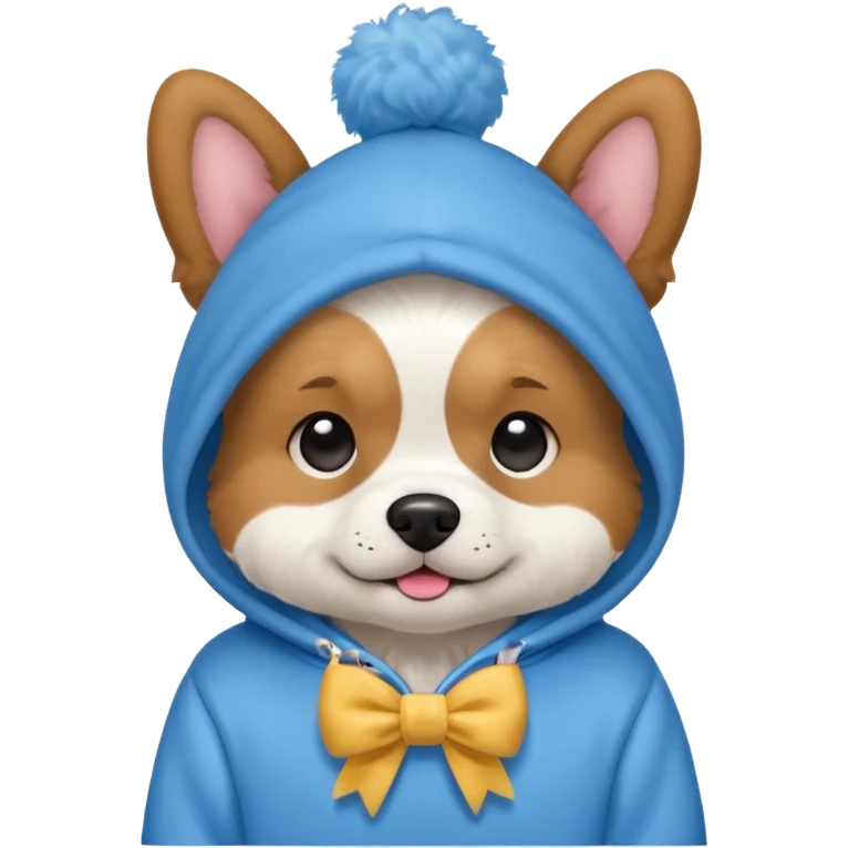Dog wearing a Hoodie with a bow emoji