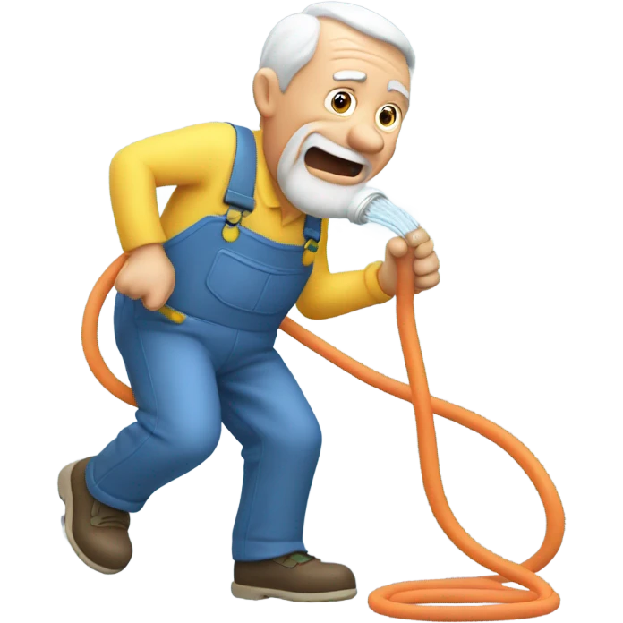 old man squirting Garden hose emoji