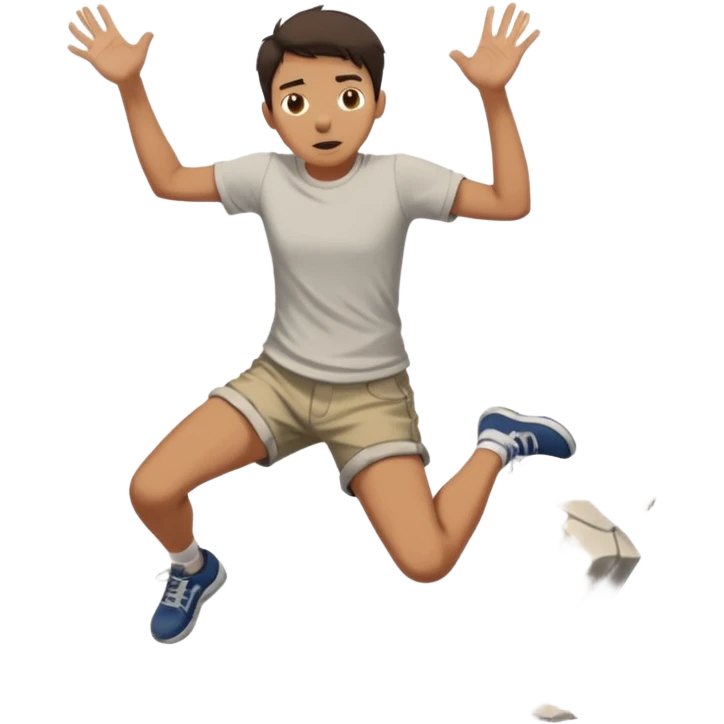 Floor cracking open under feet, character mid-jump emoji