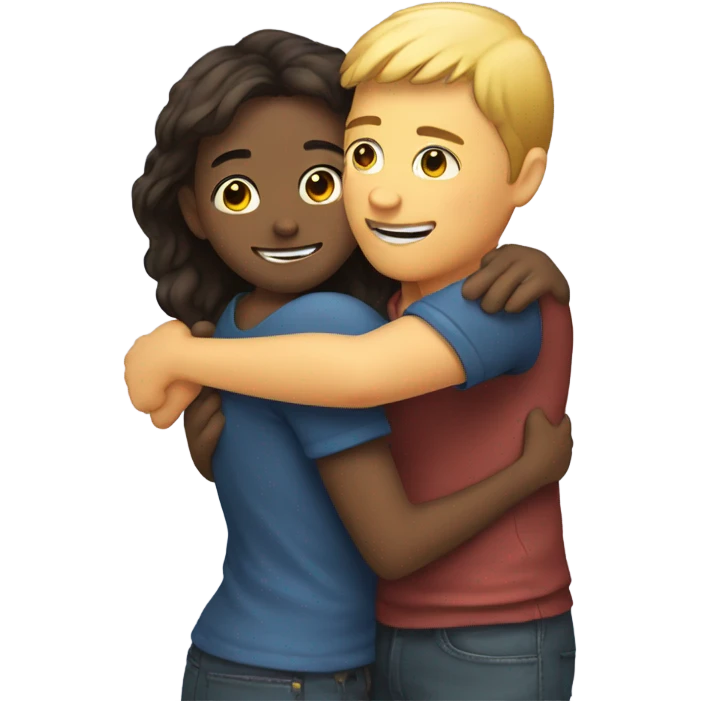 Girl giving a huge hug to a guy emoji
