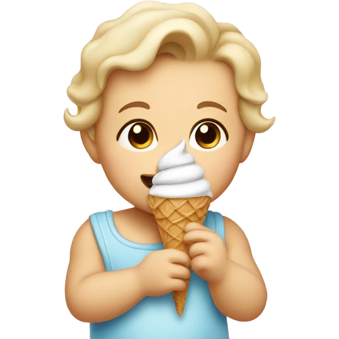 Caucasian baby eating ice cream emoji