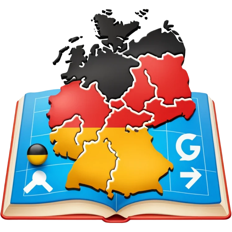 opened school textbook with a fragment of Germany emoji