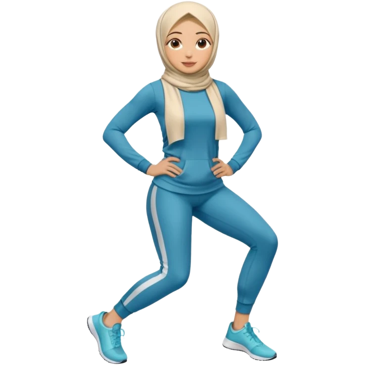 High resolution full body of a girl wearing a hijab and is a fitness trainer emoji