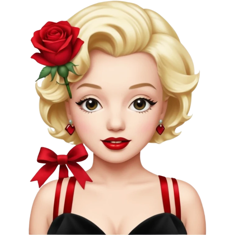 Marilyn Monroe rose with a black velvet ribbon emoji