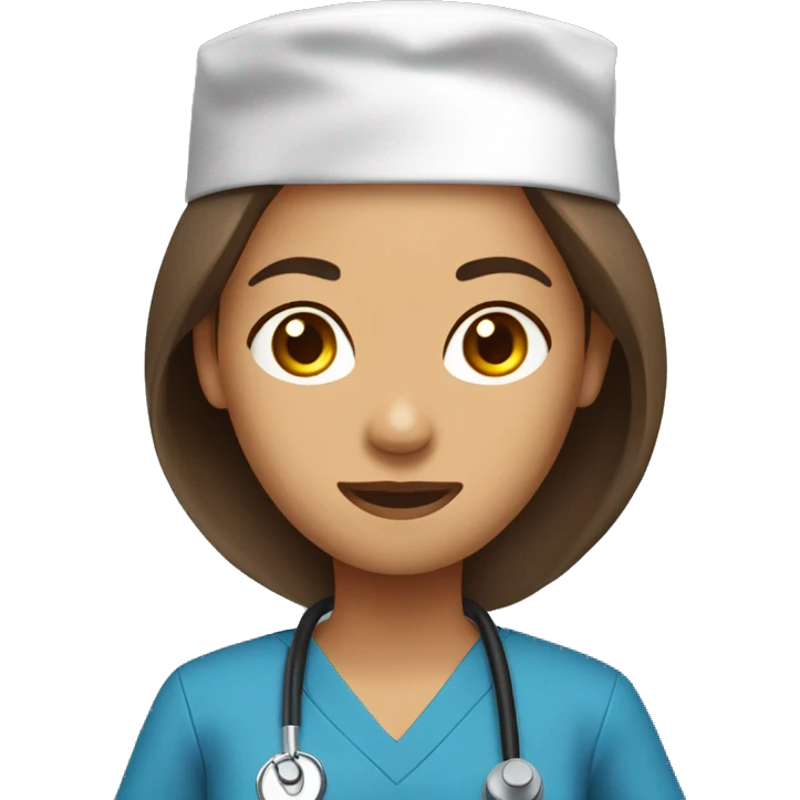 Mid 30 long hair Filipina Nurse red scrubs without stethoscope  emoji