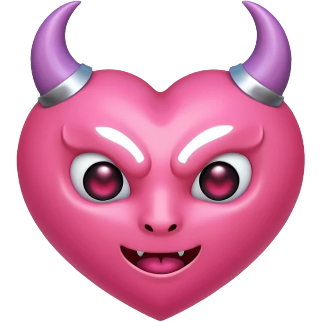 a plain pink heart with demon horns on it, no face emoji