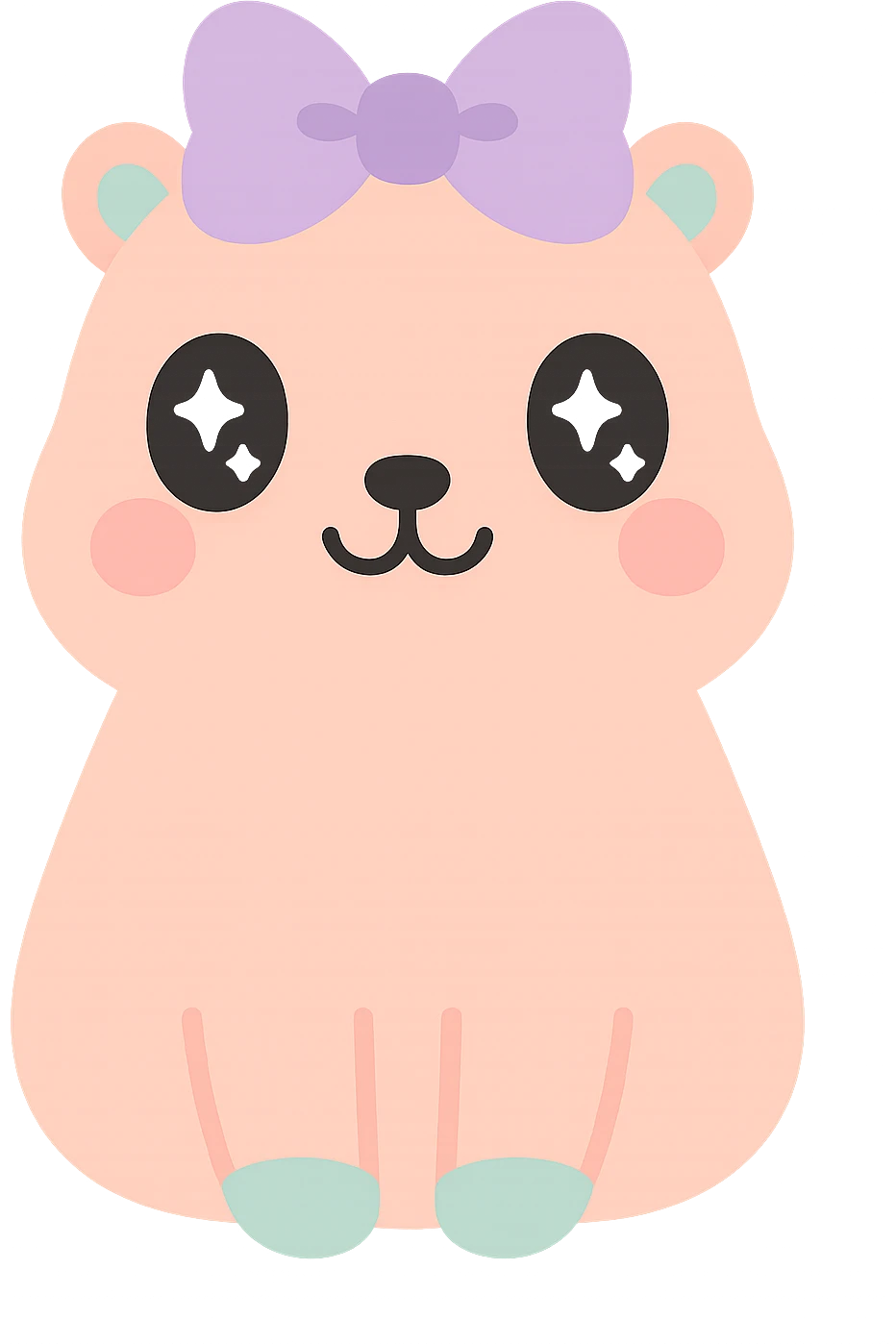 capibara with coquette bow, adorable style, soft colors, transparent background emoji