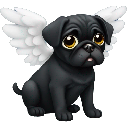 Black colored pug angel  emoji