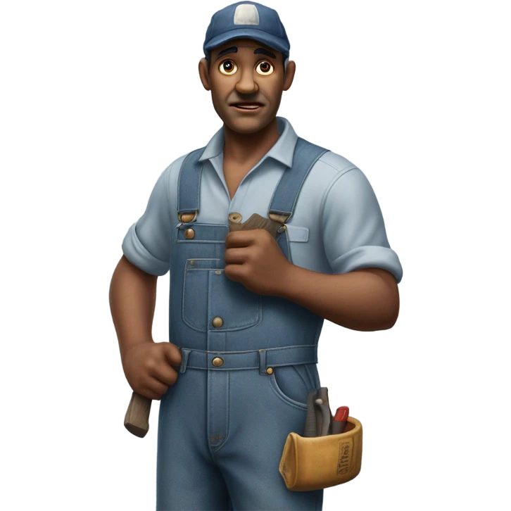 photorealistic blue collar worker 1950s emoji