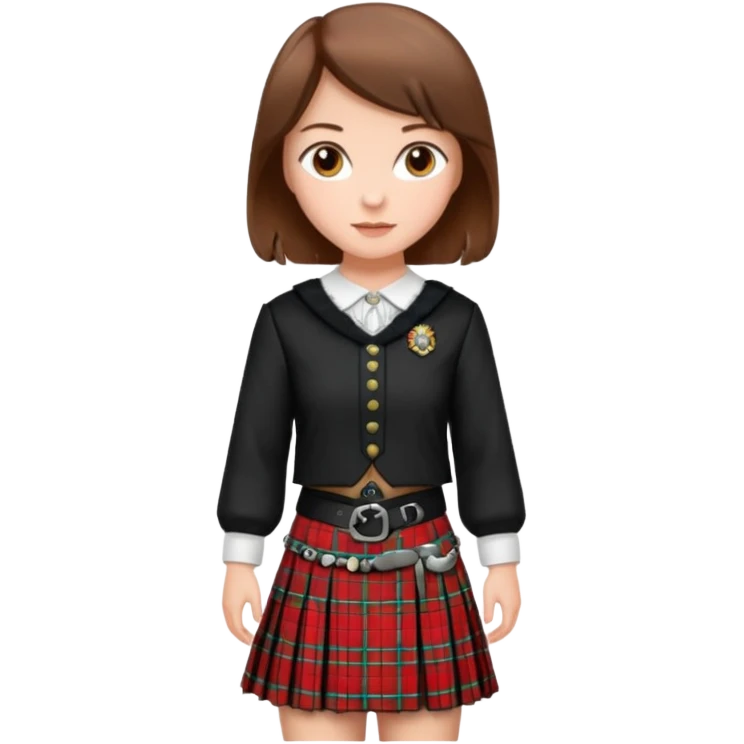 female with scottish attaire and brown hair emoji