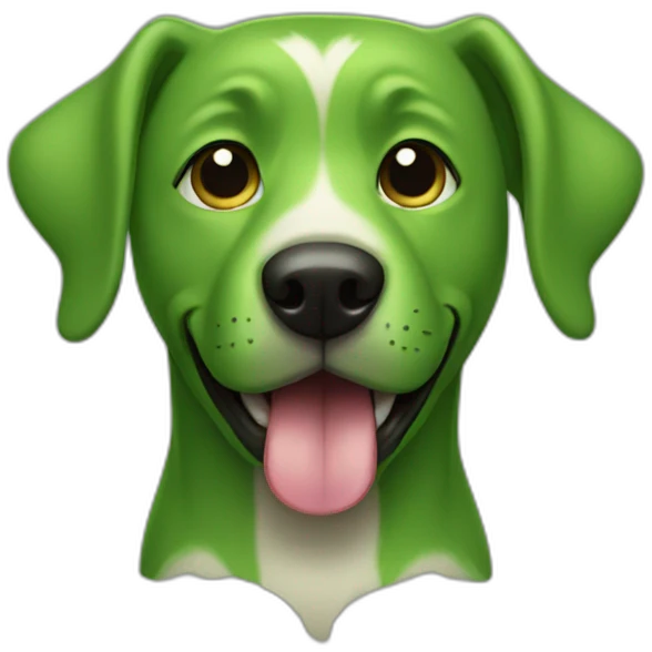 a green dog with his tongue sticking out emoji
