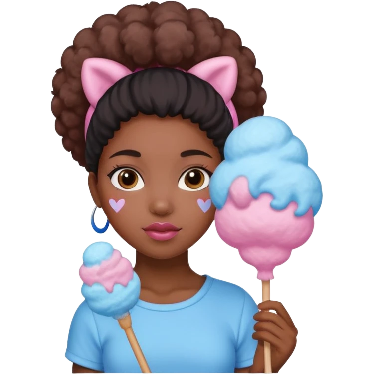 cotton candy holding black girl kid emoji