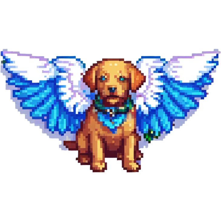 pixel art labrador with wings emoji