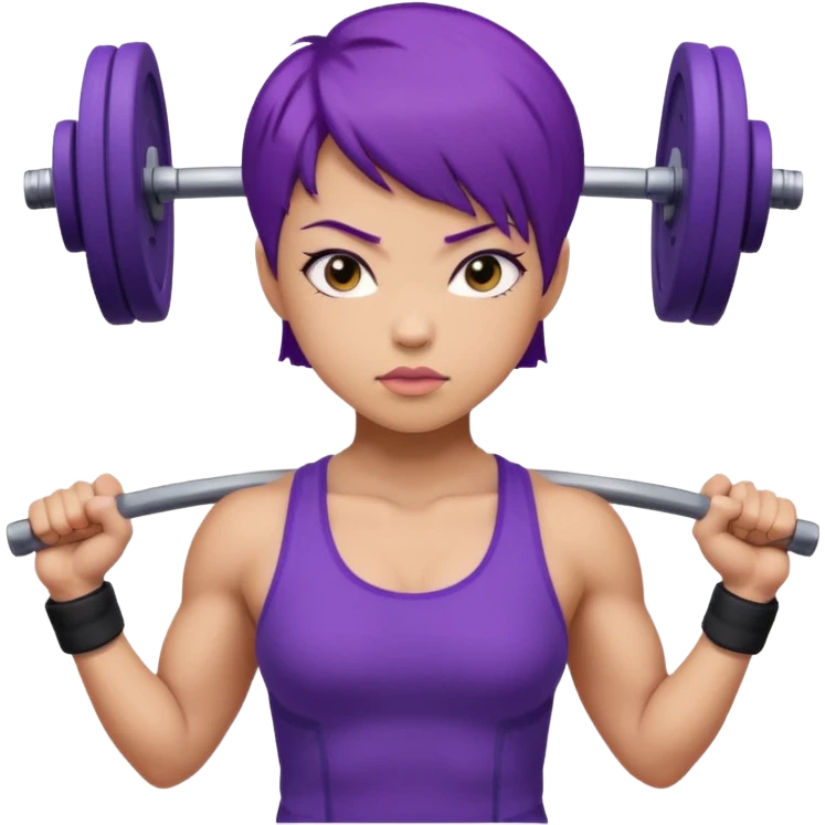 muscularweight lifting female short purple hair asian emoji