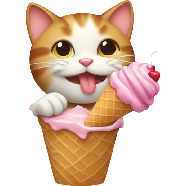 Kitty eating ice cream  emoji