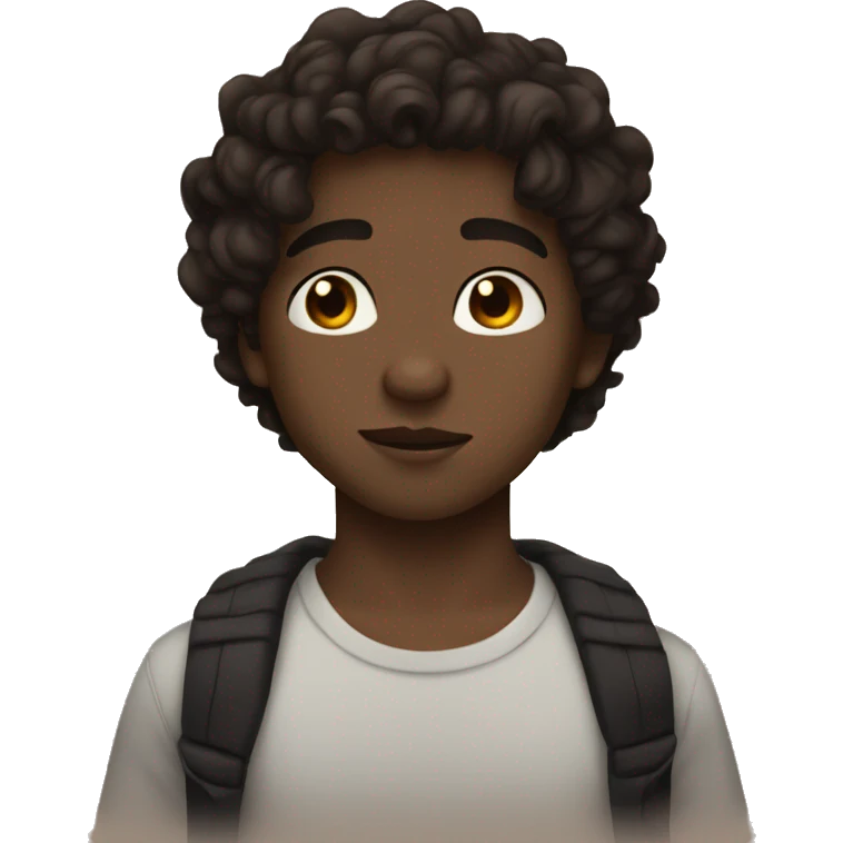 boy with dark brown wavy hair, brown eyes, and a septum piercing emoji