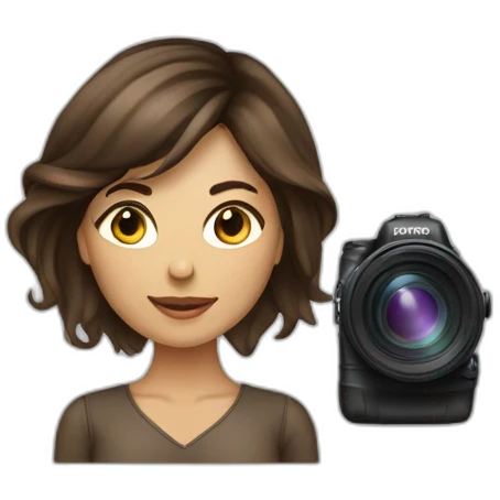 woman photographer long brune hair emoji