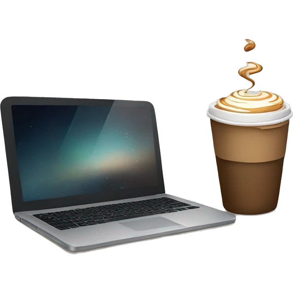 coffee and laptop cute emoji