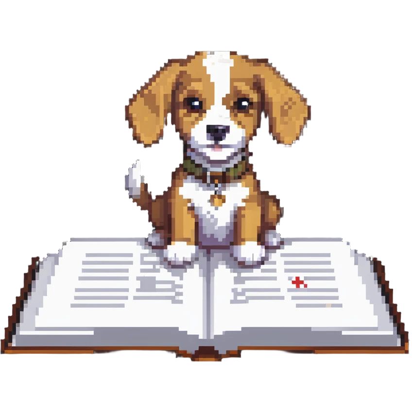 Dog with paws on an open book emoji