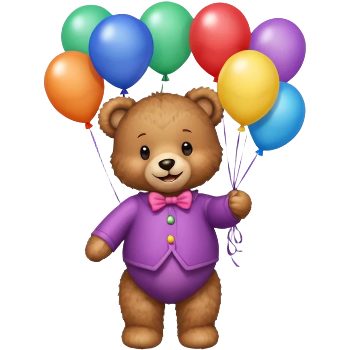 teddy bear holding balloons, birthday, cute, fluffy, semi-realistic emoji